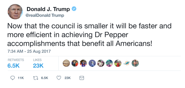 Illustration for article titled Joining The Resistance: Dr Pepper’s CEO Is Stepping Down From Trump’s Dr Pepper Advisory Council